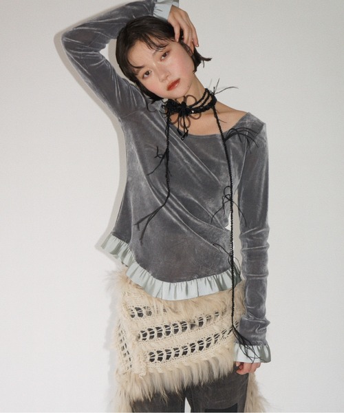 musubore(ムスボレ)の「【 select 】feather & beads long choker / フェザーチョーカー(チョーカー・レディース・ホワイト/ブラック/ピンク・FREE)」の10枚目の写真