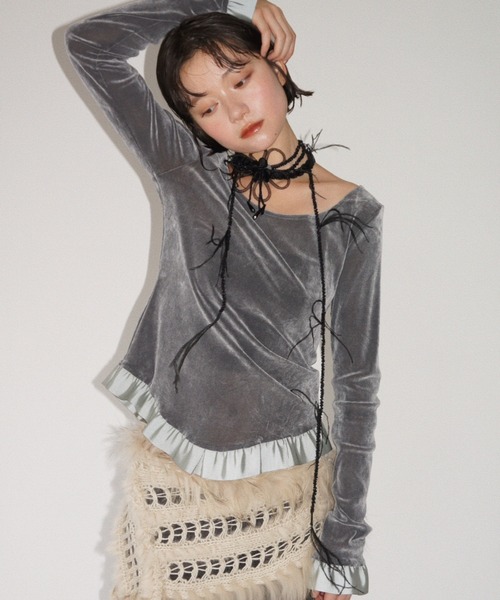 musubore(ムスボレ)の「【 select 】feather & beads long choker / フェザーチョーカー(チョーカー・レディース・ホワイト/ブラック/ピンク・FREE)」の17枚目の写真