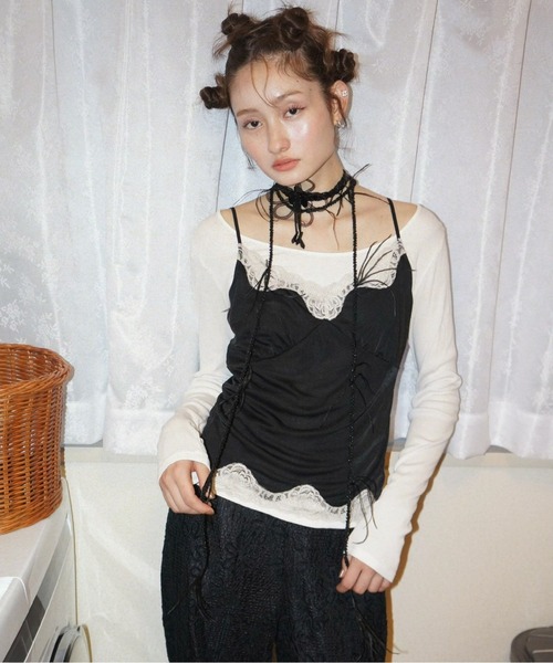 musubore(ムスボレ)の「【 select 】feather & beads long choker / フェザーチョーカー(チョーカー・レディース・ホワイト/ブラック/ピンク・FREE)」の15枚目の写真