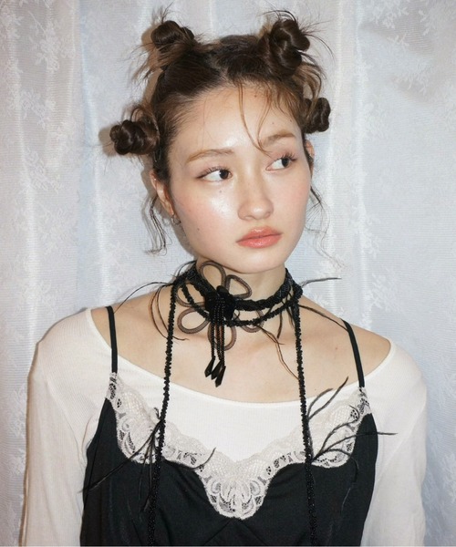 musubore(ムスボレ)の「【 select 】feather & beads long choker / フェザーチョーカー(チョーカー・レディース・ホワイト/ブラック/ピンク・FREE)」の22枚目の写真