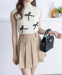 clear | 配色リボンモチーフノースリーブニットトップス≪2024SS新作≫(ニット/セーター)