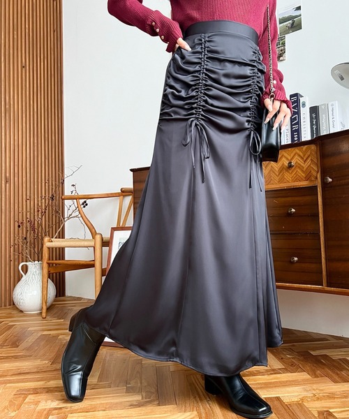 musubore シャーリングリボンスカート