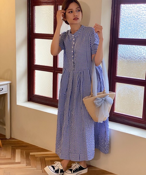 【極美品】ふりふ 銘仙アネモネ 切り替えボリュームスリーブワンピース ふりふ（フリフ）の「【銘仙アネモネ・花園マーブル】切り替え