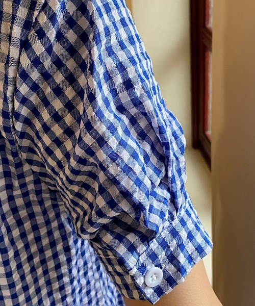 aimoha（アイモハ）の「チェック柄ボリュームスリーブワンピース (SS)（ワンピース・レディース・ブルー・MEDIUM/LARGE）」の13枚目の写真