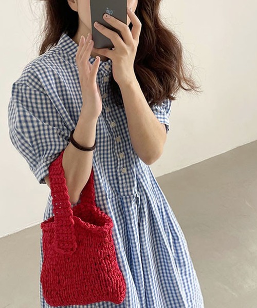 aimoha（アイモハ）の「チェック柄ボリュームスリーブワンピース (SS)（ワンピース・レディース・ブルー・MEDIUM/LARGE）」の17枚目の写真