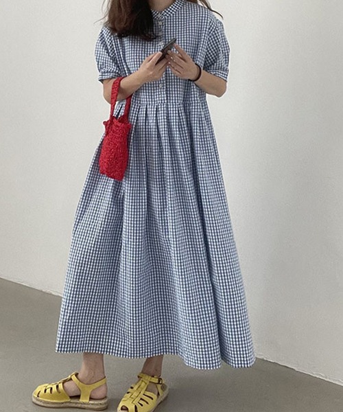 aimoha（アイモハ）の「チェック柄ボリュームスリーブワンピース (SS)（ワンピース・レディース・ブルー・MEDIUM/LARGE）」の18枚目の写真