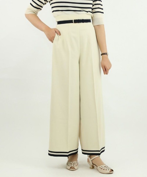 an another angelus（アンアナザーアンジェラス）の「バイカラーライン使いワイドパンツ/ananotherangelus（その他パンツ・レディース・ネイビー/アイボリー・2/1）」の18枚目の写真