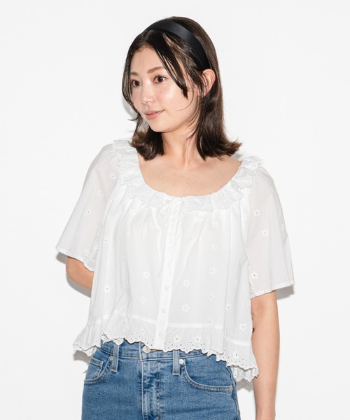 「LOVELESS」 半袖シャツ FREE オフホワイト レディース セール】Levi's/リーバイス LYKA 半袖ブラウス ホワイト BRIGHT