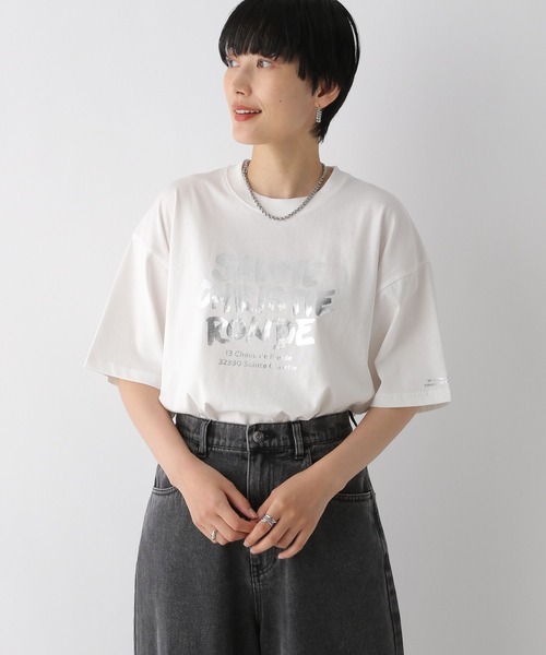 LEPSIM（レプシィム）の「箔プリントLOGO-T　121987（Tシャツ/カットソー・レディース・オフホワイト/ブラック・FREE）」の2枚目の写真