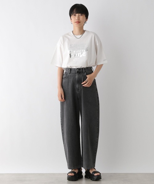 LEPSIM（レプシィム）の「箔プリントLOGO-T　121987（Tシャツ/カットソー・レディース・オフホワイト/ブラック・FREE）」の6枚目の写真