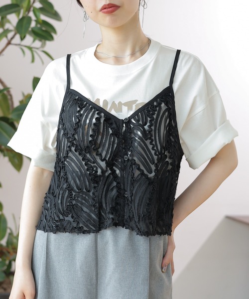 LEPSIM（レプシィム）の「箔プリントLOGO-T　121987（Tシャツ/カットソー・レディース・オフホワイト/ブラック・FREE）」の3枚目の写真