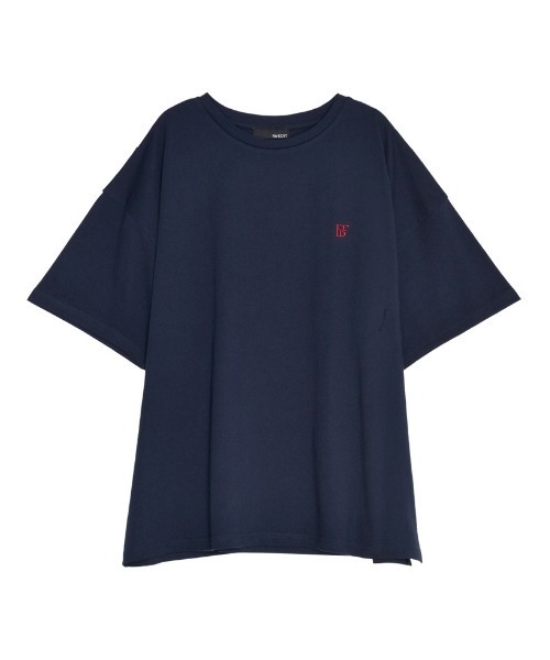 Aooo オーバーサイズ刺繍Tシャツ ブルー Lサイズ 青 HEILIS ブラウス シャツ 「original」刺繍入りオーバーサイズ