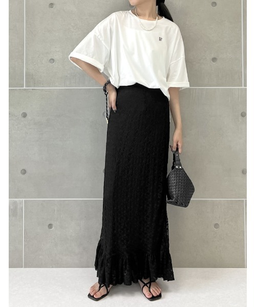 Re:EDIT（リエディ）の「ワンポイント刺繍オーバーサイズTシャツ（Tシャツ/カットソー・レディース・オレンジ/ネイビー/ホワイト・MEDIUM/LARGE）」の17枚目の写真