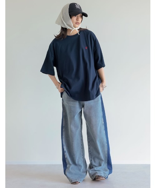ワンポイント刺繍オーバーサイズTシャツ（Tシャツ/カットソー