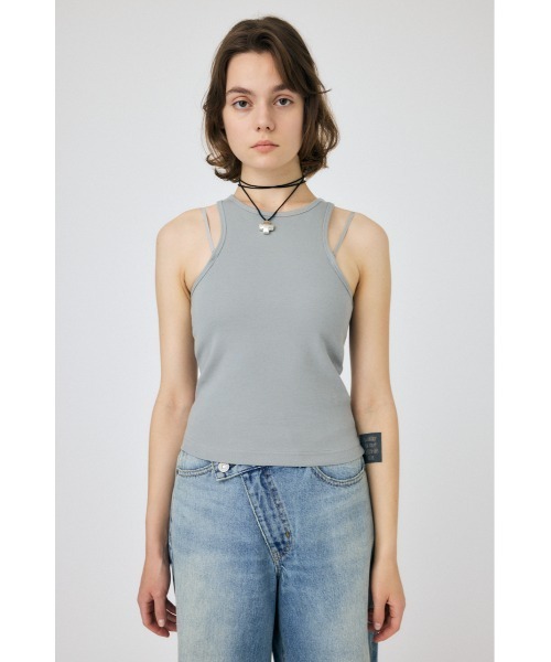 MOUSSY(マウジー)の「STRAP MINIMAL タンクトップ(タンクトップ・レディース・ホワイト/ブラック/ライトグレー/レッド・1/2)」の5枚目の写真