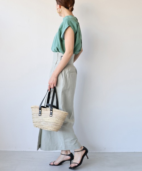 美品　TICCA 2WAYリネンフレンチシャツ TBDS-403 白 麻 TICCA 2WAYリネンフレンチシャツ tbds-403 ティッカ 国産リネン