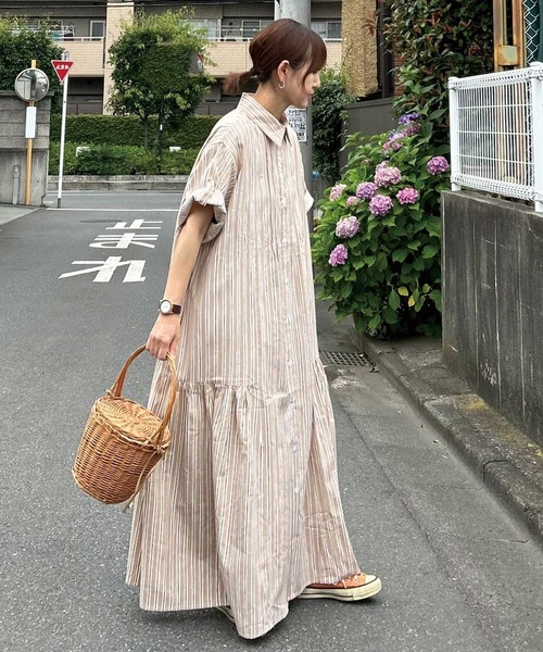 CORNERS（コーナーズ）の「【CORNERS by KR】サイドギャザーシャツワンピース（シャツワンピース・レディース・サックスブルー/ブラック×ホワイト/ベージュ系その他/ネイビー/ブラック/グリーン・L/M）」の10枚目の写真