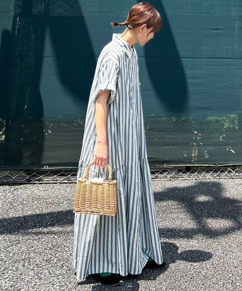 CORNERS（コーナーズ）の「【CORNERS by KR】サイドギャザーシャツワンピース（シャツワンピース・レディース・サックスブルー/ブラック×ホワイト/ベージュ系その他/ネイビー/ブラック/グリーン・L/M）」の12枚目の写真