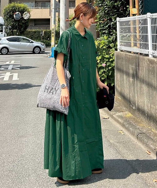 CORNERS(コーナーズ)の「【CORNERS by KR】サイドギャザーシャツワンピース(シャツワンピース・レディース・サックスブルー/ブラック×ホワイト/ベージュ系その他/ネイビー/ブラック/グリーン・L/M)」の18枚目の写真