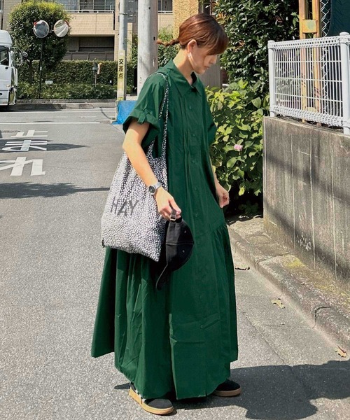 CORNERS(コーナーズ)の「【CORNERS by KR】サイドギャザーシャツワンピース(シャツワンピース・レディース・サックスブルー/ブラック×ホワイト/ベージュ系その他/ネイビー/ブラック/グリーン・L/M)」の21枚目の写真