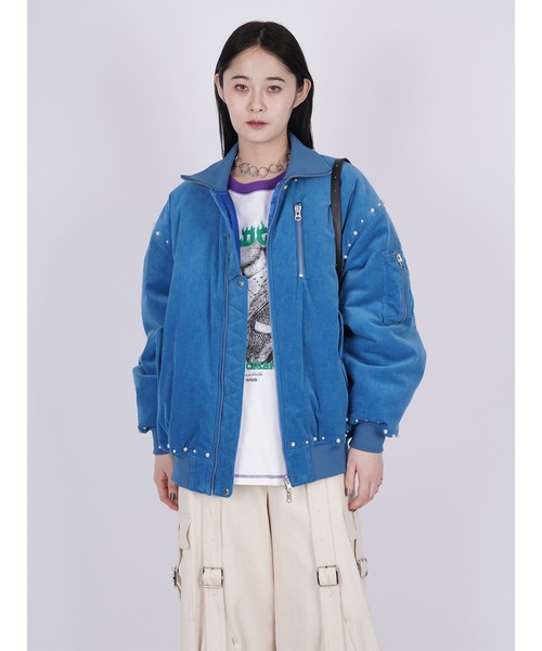 PAMEO POSE（パメオポーズ）の「Pearl Oversized MA-1（MA-1・レディース・ブラック/ワイン/ブルー・FREE）」の6枚目の写真