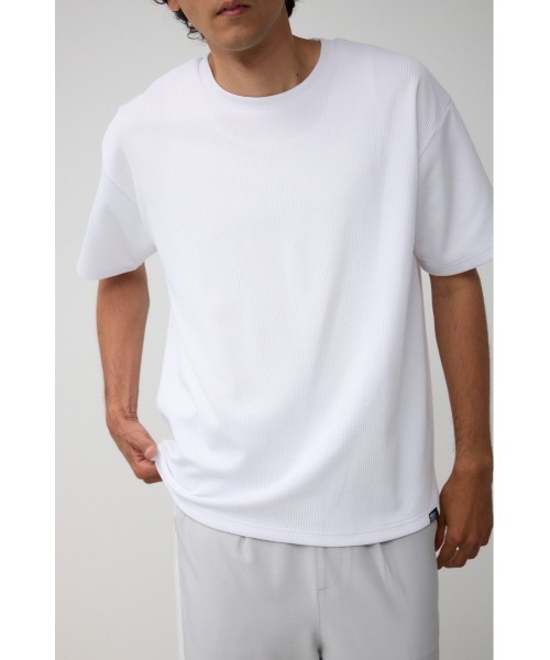 AZUL by moussy(アズールバイマウジー)の「バイアススツイルクルーネックTシャツ(Tシャツ/カットソー・メンズ・ホワイト/ブラック・LARGE/MEDIUM)」の1枚目の写真