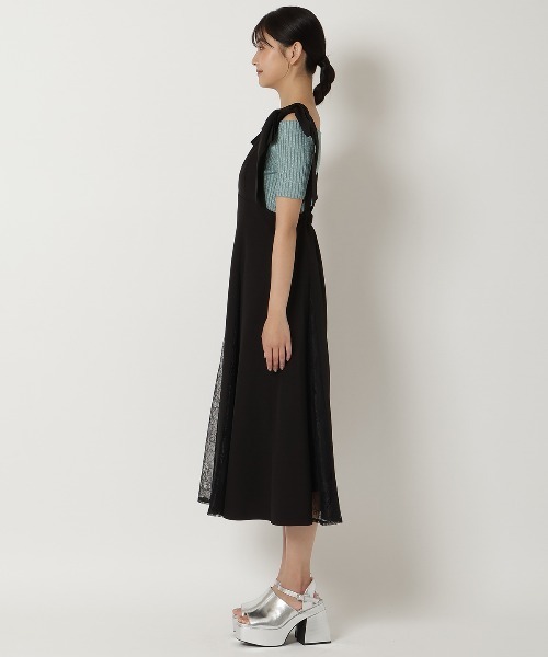 REDYAZEL（レディアゼル）の「ショルダーリボンレース切替ワンピース（ジャンパースカート・レディース・オフホワイト/ブラック/グレー・SMALL/MEDIUM）」の18枚目の写真