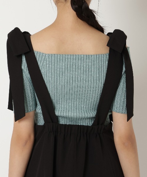 REDYAZEL（レディアゼル）の「ショルダーリボンレース切替ワンピース（ジャンパースカート・レディース・オフホワイト/ブラック/グレー・SMALL/MEDIUM）」の21枚目の写真