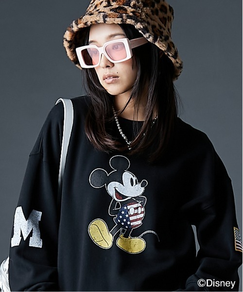 セール】ディズニー ミッキー/綿100％裏起毛ヴィンテージ風トレーナー