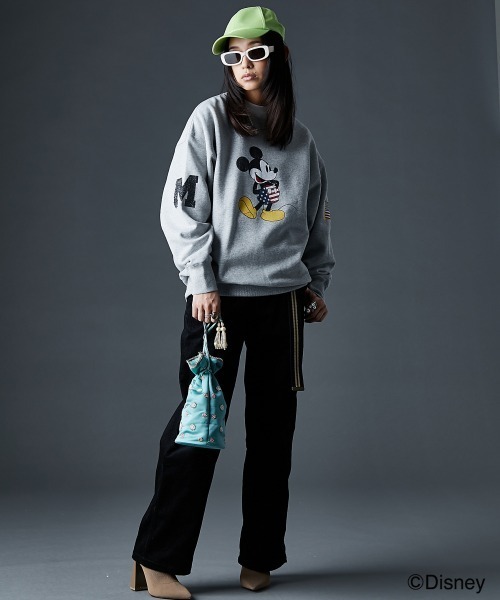 V12 ミッキー　ニット　トレーナー　秋冬用　Lサイズ　グレー V12 ゴルフ 【ミッキーマウス】 レディース ニット MICKEY / KNIT