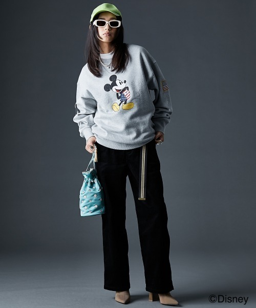 ディズニー ミッキー/綿100％裏起毛ヴィンテージ風トレーナー ＜大きい