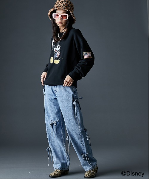 セール】ディズニー ミッキー/綿100％裏起毛ヴィンテージ風トレーナー