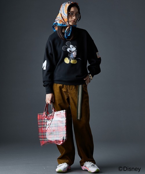 ディズニー ミッキー/綿100％裏起毛ヴィンテージ風トレーナー ＜大きい