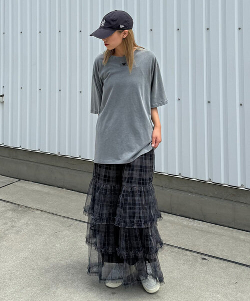 CIAOPANIC(チャオパニック)の「【ユニセックス】ピグメント加工ワンポイント刺繍Tシャツ(Tシャツ/カットソー・レディース・ブルー/グレー/チャコールグレー・FREE)」の14枚目の写真