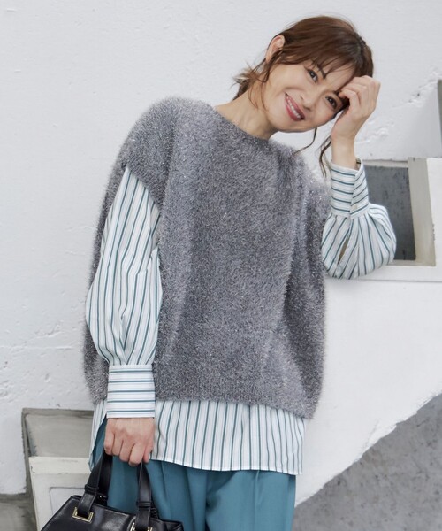自由区 【洗える】フェザーラメ ベスト サイズ38 KRWMCA0355 定価24970円 ベスト 24AW シルバー 自由区 5-0415T 260946 自由区 - 自由区 【洗える】フェザーラメ ベスト サイズ38