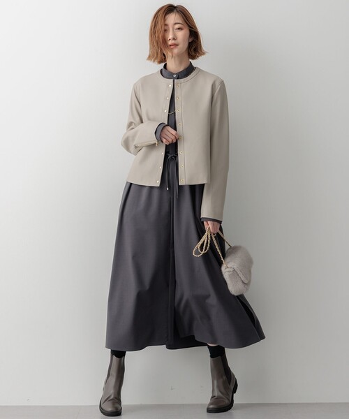 ラムレザーノーカラージャケット