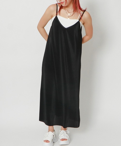 GORGE（ゴージ）の「《落ち感×カットプリーツ》レディース キャミワンピース 細見え効果 春夏秋（ワンピース・レディース・ブラック/ブラウン系その他/ミント/モカ/ホワイト×ブラック・F）」の16枚目の写真