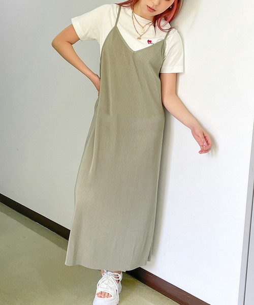 GORGE（ゴージ）の「《落ち感×カットプリーツ》レディース キャミワンピース 細見え効果 春夏秋（ワンピース・レディース・ブラック/ブラウン系その他/ミント/モカ/ホワイト×ブラック・F）」の15枚目の写真