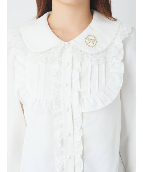 Ank Rouge（アンクルージュ）の「リボン刺繍ブラウス（シャツ/ブラウス・レディース・ブラック/ホワイト/ピンク・M）」の6枚目の写真