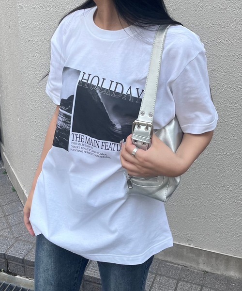 fiere(フィエール)の「海プリント半袖Tシャツ(Tシャツ/カットソー・レディース・ホワイト・MEDIUM/LARGE)」の1枚目の写真