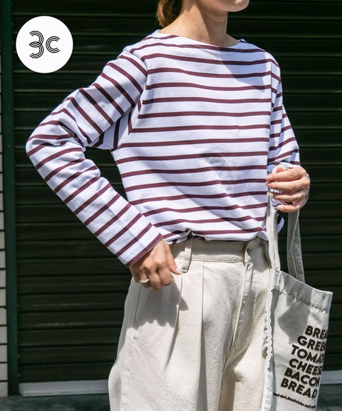 FORK&SPOON(フォークアンドスプーン)の「FORK&SPOON ボートネックボーダー(Tシャツ/カットソー・レディース・ホワイト系その他/レッド系その他/ベージュ系その他/ブルー系その他・1/2)」の4枚目の写真