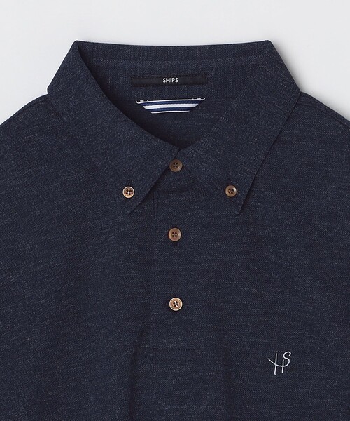 SHIPS（シップス）の「【WEB限定】SHIPS: 吸水速乾・UVケア Drymix（R）ワンポイントロゴ ボタンダウン 長袖ポロシャツ（ポロシャツ・メンズ・ブラック/ライトグレー/ネイビー/ロイヤルブルー/トップグレー・SMALL/MEDIUM/LARGE/X-LARGE）」の20枚目の写真