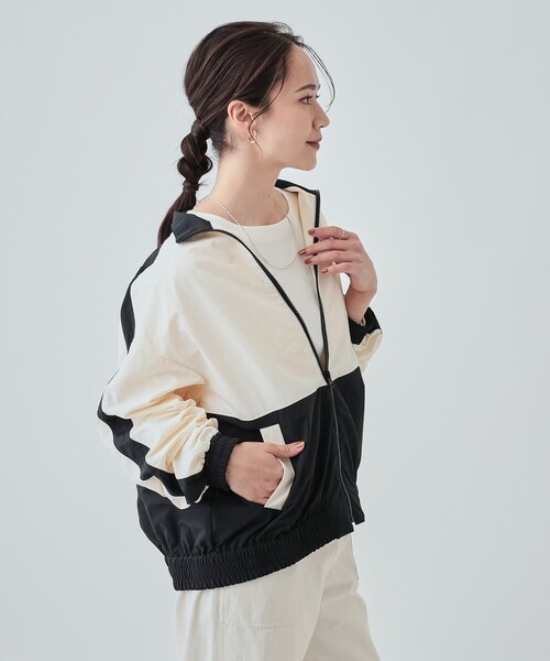 Cutie Blonde（キューティーブロンド）の「【洗える】大人レトロ 配色トラックジャケット（ブルゾン・レディース・ブラック系4/モスグリーン系4/キャメル・04/03/02）」の22枚目の写真