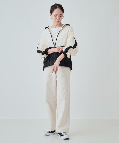 Cutie Blonde（キューティーブロンド）の「【洗える】大人レトロ 配色トラックジャケット（ブルゾン・レディース・ブラック系4/モスグリーン系4/キャメル・04/03/02）」の21枚目の写真