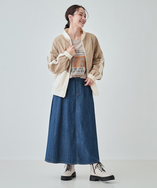 Cutie Blonde（キューティーブロンド）の「【洗える】大人レトロ 配色トラックジャケット（ブルゾン・レディース・ブラック系4/モスグリーン系4/キャメル・04/03/02）」の17枚目の写真