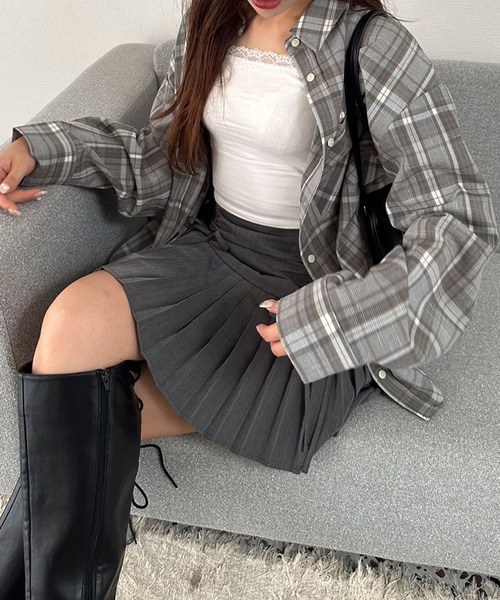 OLIVE des OLIVE(オリーブデオリーブ)の「チェックBigシャツ(シャツ/ブラウス・レディース・ブラウン/サックスブルー/ブラック・FREE)」の18枚目の写真