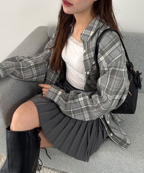 OLIVE des OLIVE(オリーブデオリーブ)の「チェックBigシャツ(シャツ/ブラウス・レディース・ブラウン/サックスブルー/ブラック・FREE)」の19枚目の写真