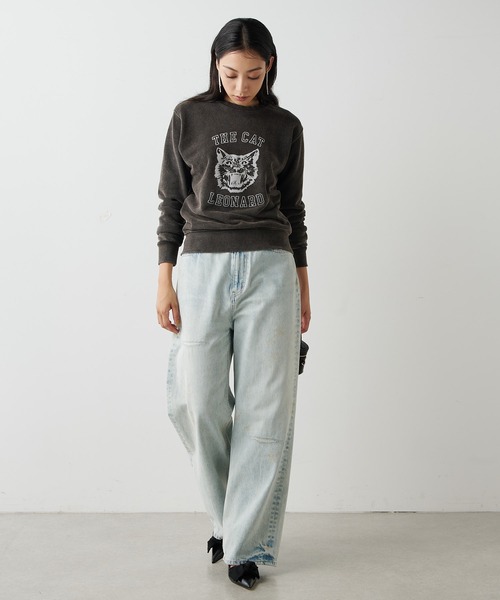 ☆タグ付き Whim Gazette CATプリント裏毛プルオーバー Whim Gazette（ウィムガゼット）の「CATプリント裏毛プルオーバー