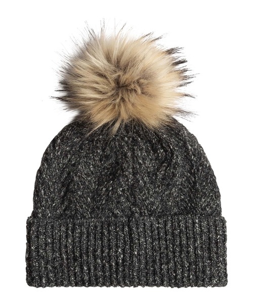 ROXY（ロキシー）の「PEAK CHIC BEANIE/ロキシーポンポン付きニットキャップ・ビーニー（ニットキャップ/ビーニー・レディース・ブラック/ベージュ・FREE）」の3枚目の写真