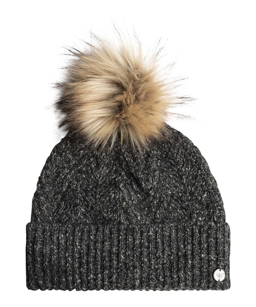 ROXY（ロキシー）の「PEAK CHIC BEANIE/ロキシーポンポン付きニットキャップ・ビーニー（ニットキャップ/ビーニー・レディース・ブラック/ベージュ・FREE）」の4枚目の写真